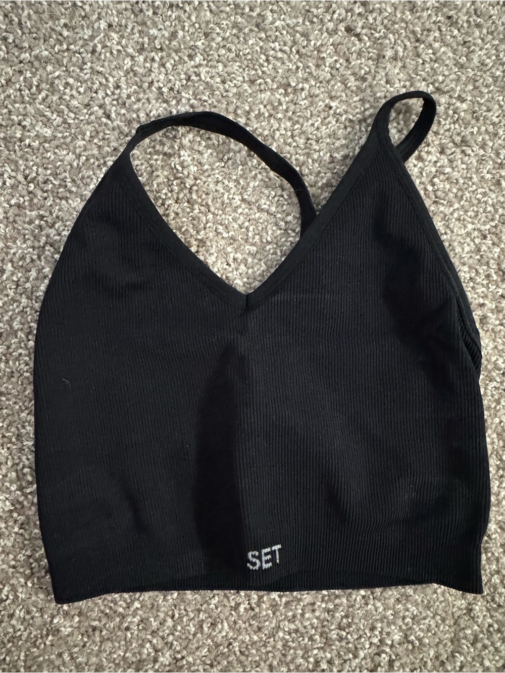 SET Active Black Ribbed V-Neck Sports Bralette